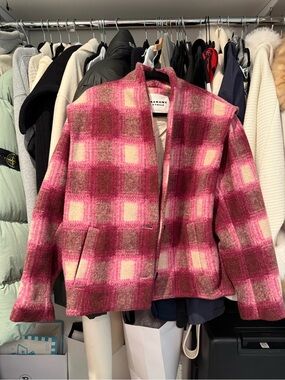 Isabel Marant Pink Plaid Wool-Blend Boxy Jacket